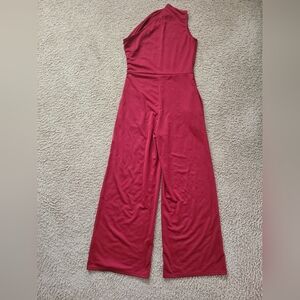 Elegant Red One-Shoulder Jumpsuit
